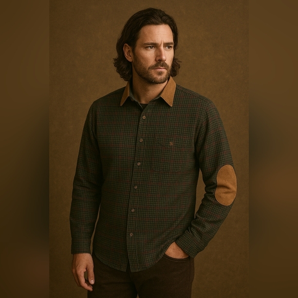 Abercrombie & Fitch Other - Vtg Abercrombie and Fitch men's long sleeve flannel plaid shirt lrg elbow patch